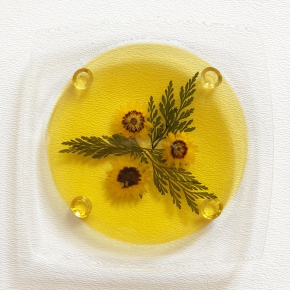 VTG Dried Pressed Flower Drink Coaster Set 12 - Picture 7 of 13